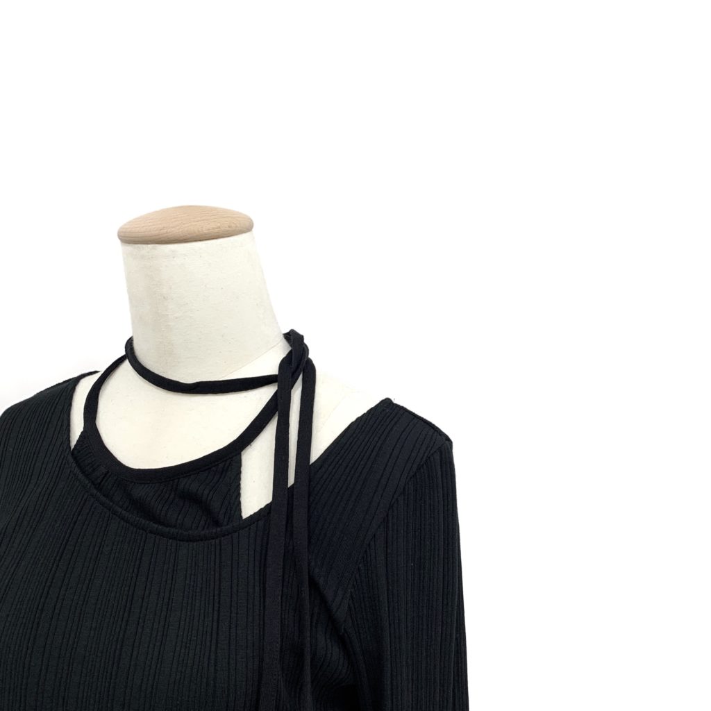 お買取したマメクロゴウチのRibbed Jersey Multi-Way Dress襟元アップの写真