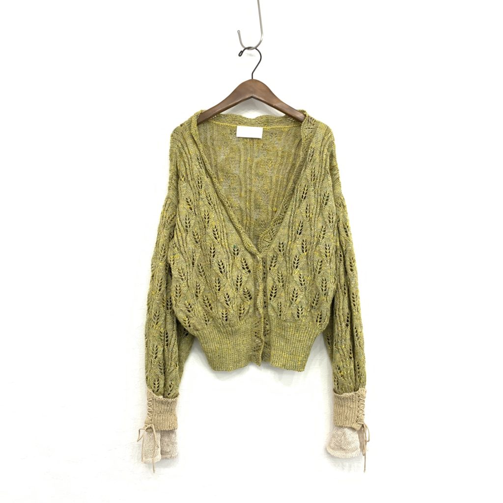 Mame Kurogouchi優しいグリーンカラーのSilk Linen Cardigan  