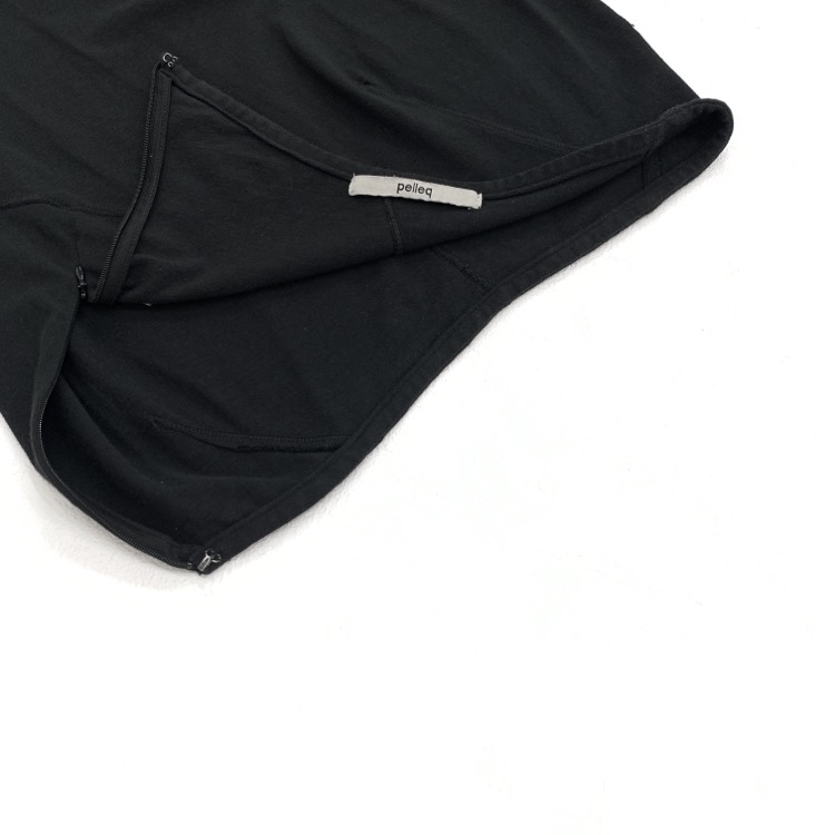 pelleq ペレック twisted cotton patchwork skirt コットンマキシ スカート ブラック 34 TS0705-SS21ウエストデザインとブランドタグの画像です