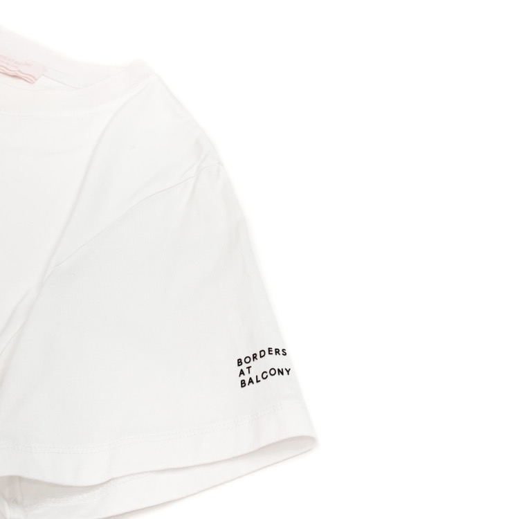BORDERS at BALCONY ボーダーズ アット バルコニー ポケットTシャツ カットソー 半袖 ロゴ ホワイト 36 BA21111-2S-09肩デザイン画像