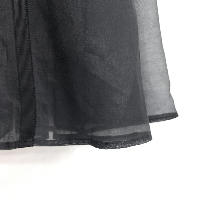 AKIRANAKA アキラナカ Doloress flare skirt ソフトシフォン スカート ブラック 1 AS2139裾の素材感アップの画像です
