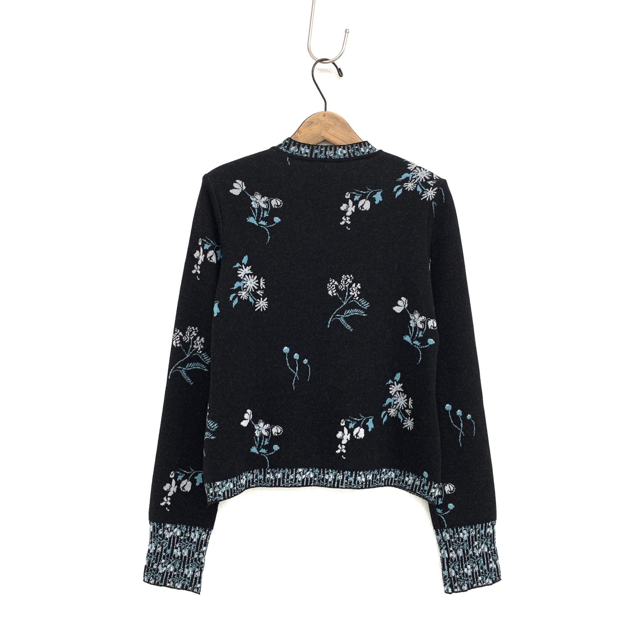 マメクロゴウチ Floral Jacquard Knitted Top MM22PF-KN730 ブラック