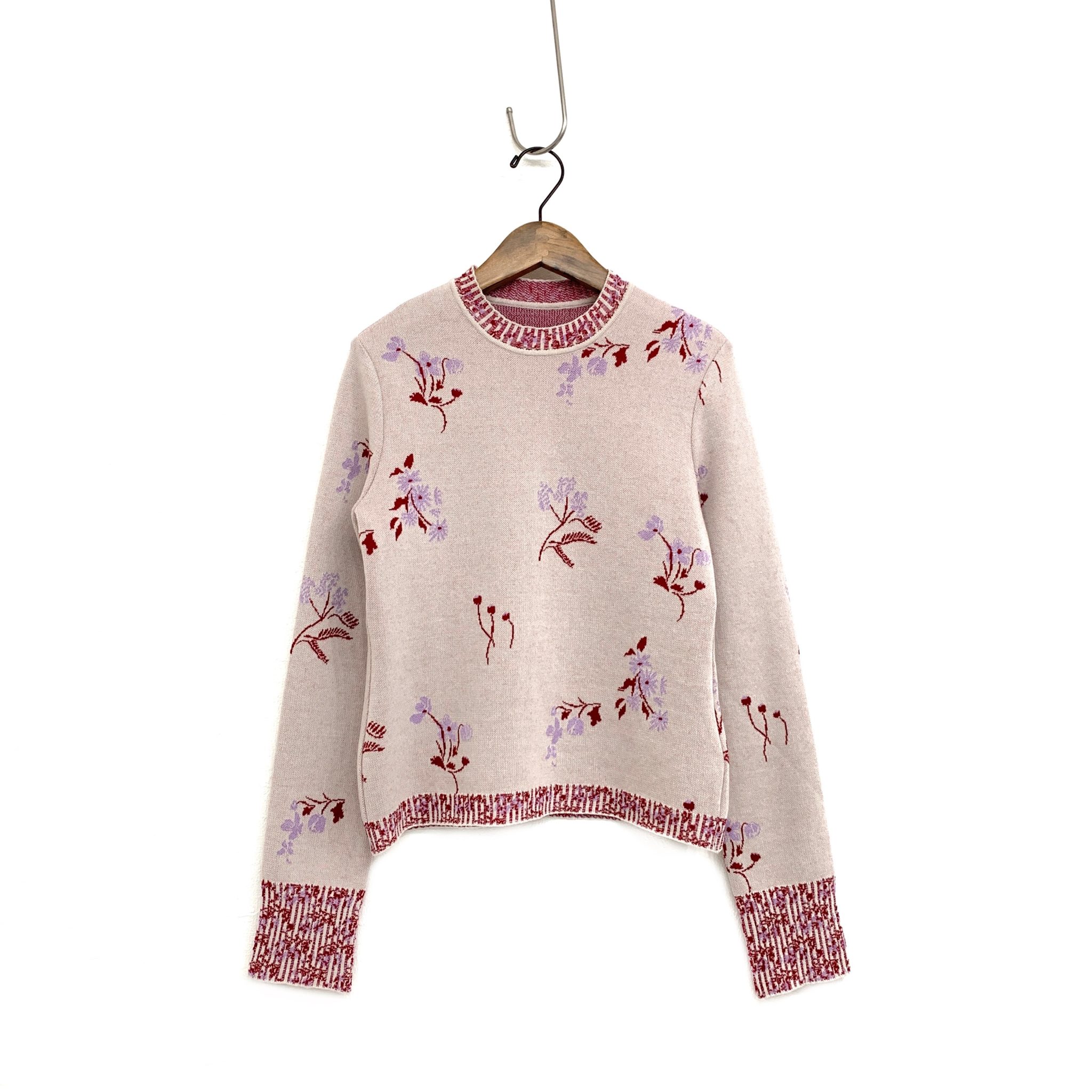 Mame Kurogouchi Floral Jacquard Knitted Top MM22PF-KN730 ベージュ