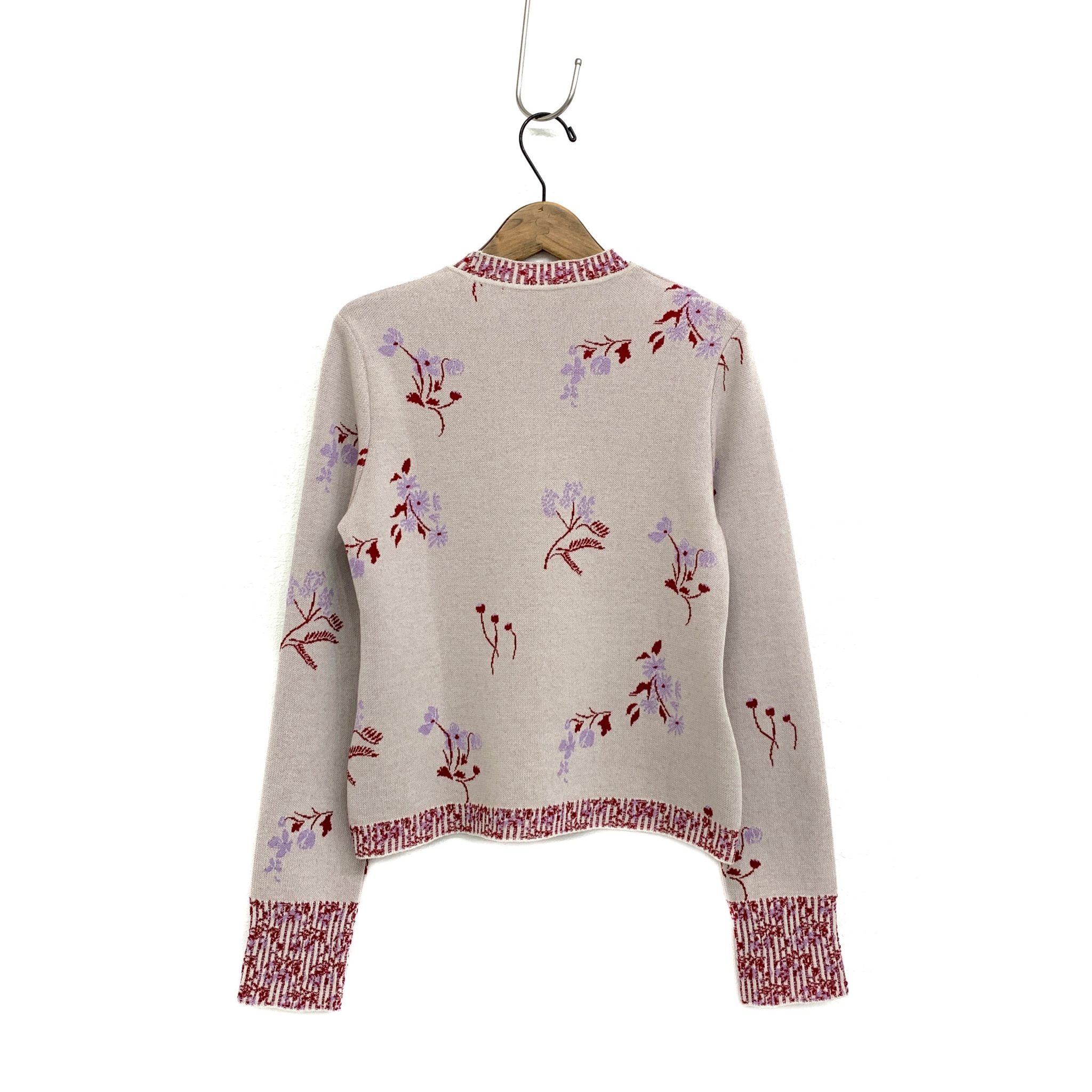 マメクロゴウチ Floral Jacquard Knitted Top MM22PF-KN730 ベージュ