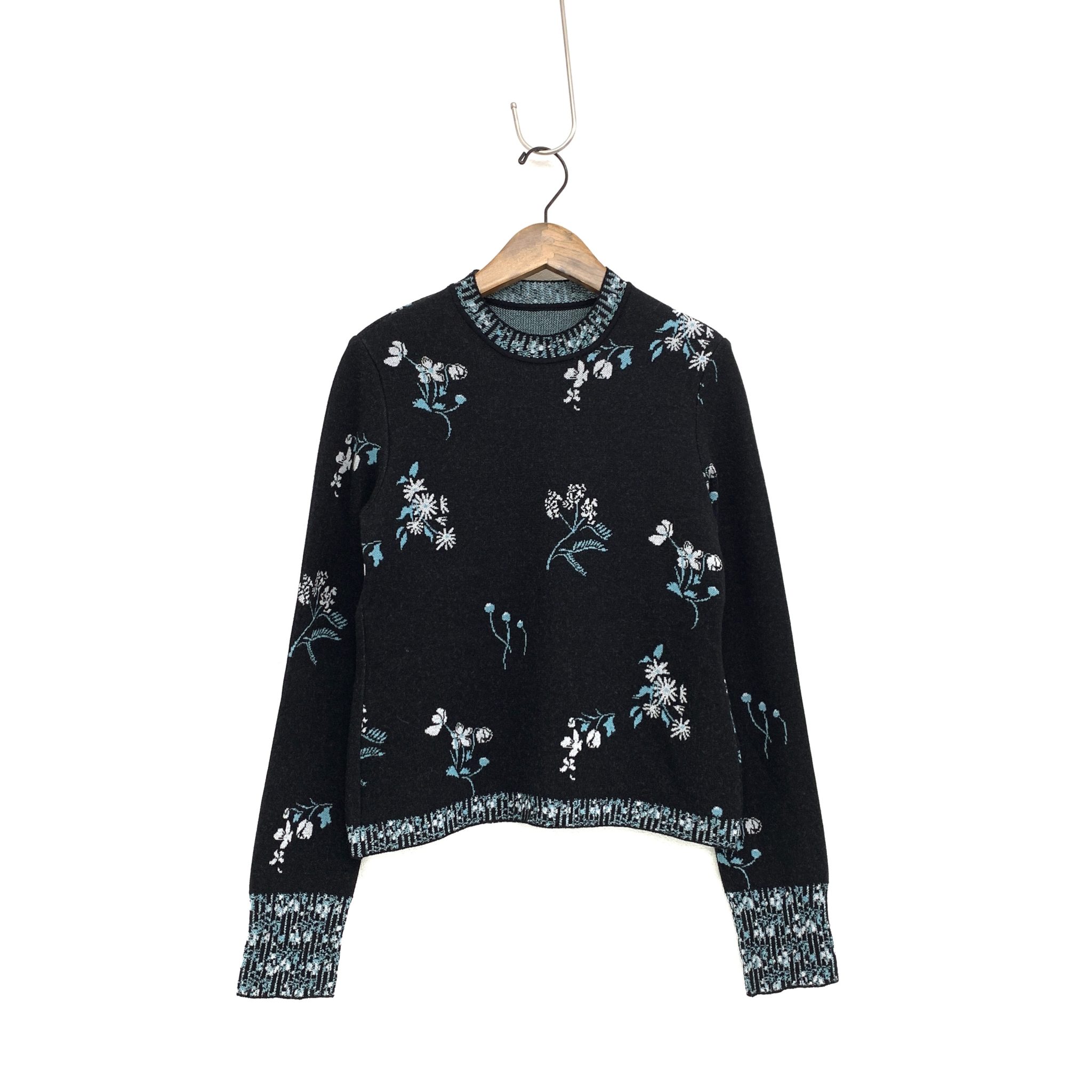 Mame Kurogouchi Floral Jacquard Knitted Top MM22PF-KN730 ブラック